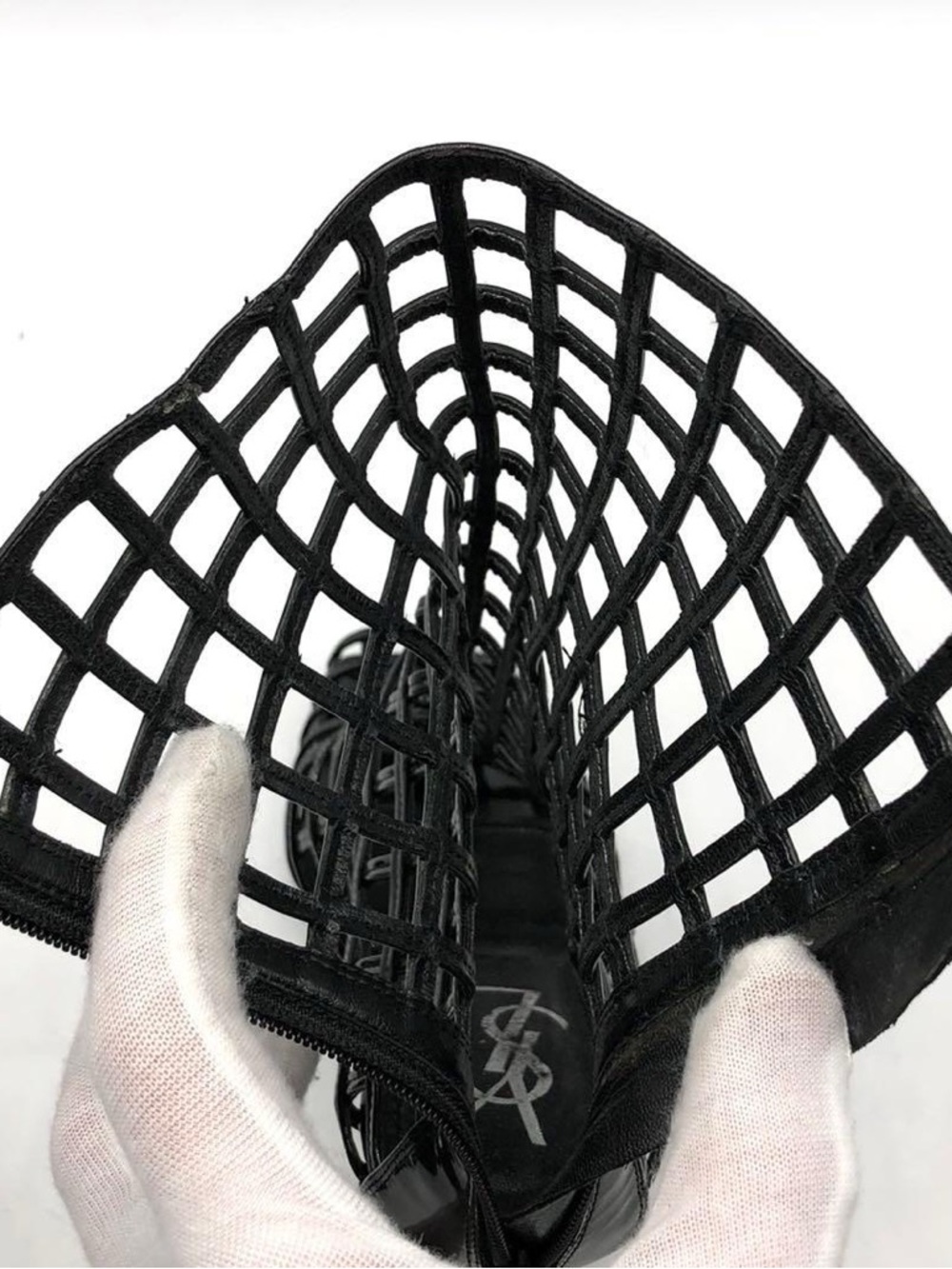 Yves Saint Laurent SS 2009 Black Caged Peep-Toe High Heel Boots - Women - Picture 7 of 10